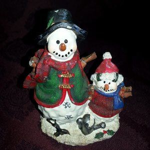 Rare Vintage Handmade Snowman & Son Figurine